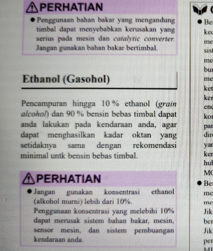 Fakta Bahan Bakar Etanol Aman Digunakan Mobil, Semua Ada di Manual Book!