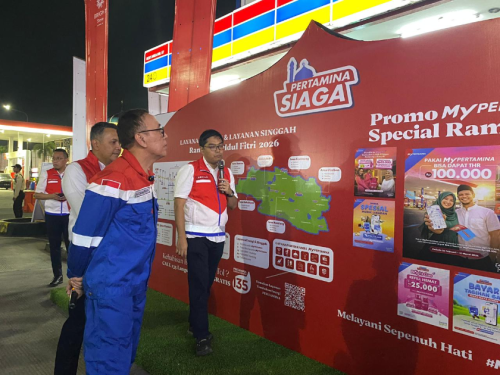 Pantau Stok BBM Mudik 2026, Komisaris Utama Pertamina Tinjau SPBU Rest Area KM 57