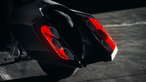 Radical Exhaust Pipes on BMW’s Vision K18 Concept Look Like Starship Thrusters
