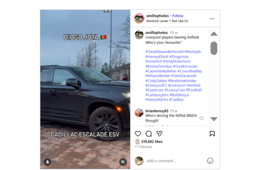 Cadillac, Diogo Jota Pernah Bawa Cadillac Esclade