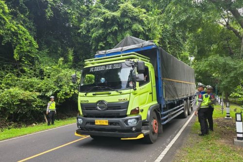 Langgar Aturan Mudik, Truk Sumbu Tiga Picu Antrean Kendaraan