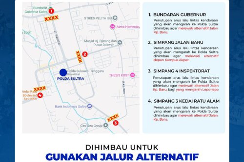 4 Jalan di Sekitar Mapolda Sultra Ditutup Sementara, Ini Jalan Alternatifnya