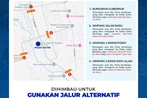 4 Jalan di Sekitar Mapolda Sultra Ditutup Sementara, Ini Jalan Alternatifnya