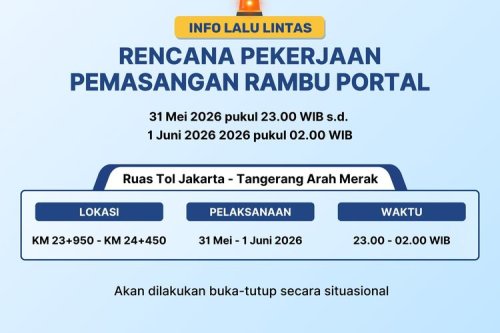 Ada Pengaturan Lalu Lintas di Tol Jakarta-Tangerang, Cek Jadwalnya