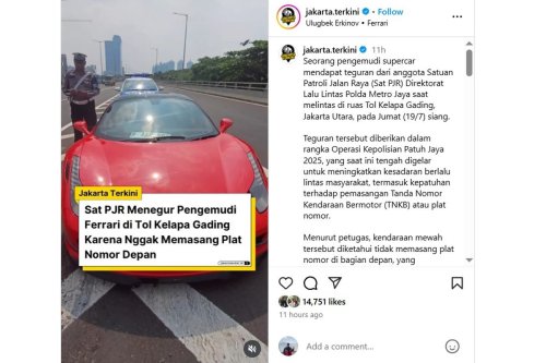 Video Ferrari Ditegur Polisi karena Tak Pakai Pelat Nomor