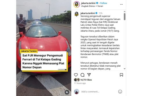 Ferrari, Video Ferrari Ditegur Polisi karena Tak Pakai Pelat Nomor