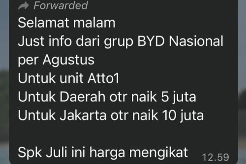 BYD, Agustus, Harga BYD Atto 1 Naik? Ini Penjelasan Resmi dari BYD