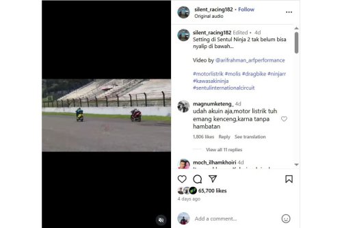 Video Motor Listrik Salip Ninja 2 Tak, Torsi Instan Jadi Kunci