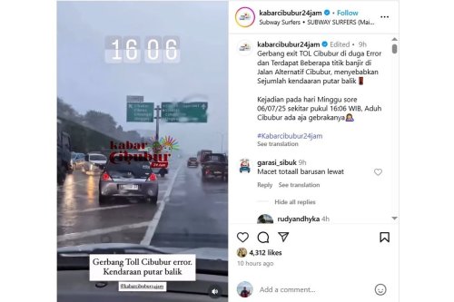 Banjir di Sekitar GT Cibubur, Jasa Marga Klarifikasi Isu Gangguan