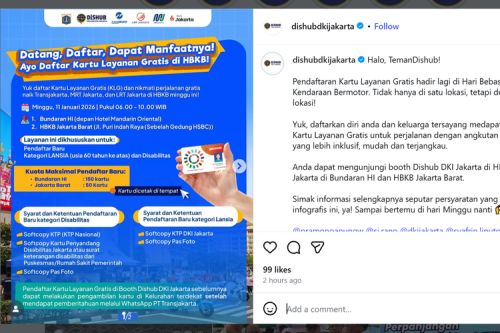 Pendaftaran Kartu Transportasi Gratis Dibuka di CFD Besok, Ini Lokasinya