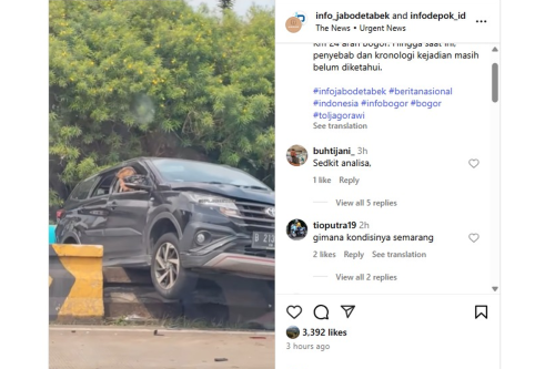 Kecelakaan di Tol Jagorawi, Tabrakan karena Ada Mobil Tiba-tiba Mogok