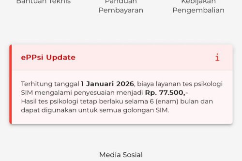 Biaya Perpanjang SIM Online Terbaru, Tarif Tes Psikologi Naik