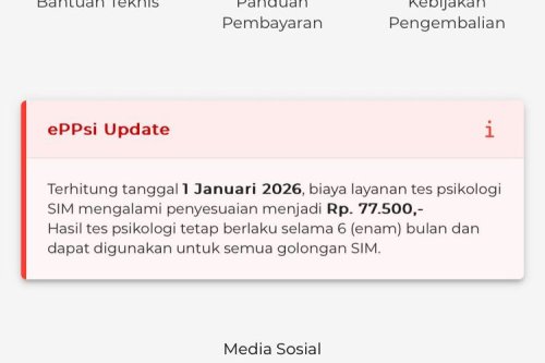 Biaya Perpanjang SIM Online Terbaru, Tarif Tes Psikologi Naik