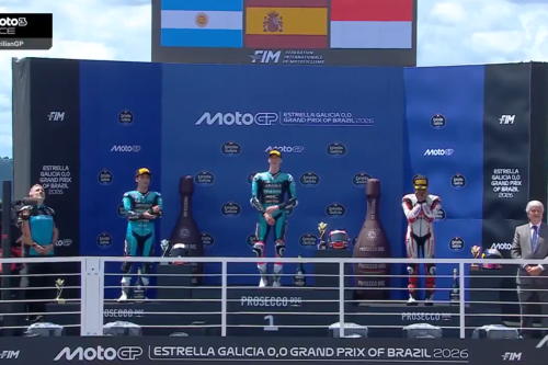 Momen Veda Pratama di Podium Moto3 Brasil 2026, Rayakan Tanpa Sampanye