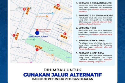4 Jalan di Sekitar Mapolda Sultra Ditutup Sementara, Ini Jalan Alternatifnya