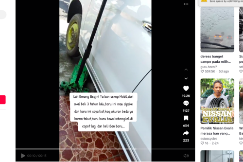 Video Viral Pemilik Mobil Bingung Ban Serep Beda dengan Ban Utama