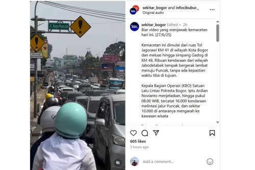 Lalu Lintas Jalur Puncak Macet, Ganjil Genap dan One Way Berlaku