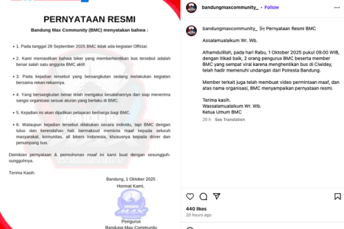 Bandung Max Community Beri Sanksi Anggotanya yang Cegat Bus