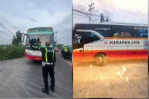 Polisi Tahan Bus Harapan Jaya yang Ugal-ugalan, Sopir Diduga Minum Miras