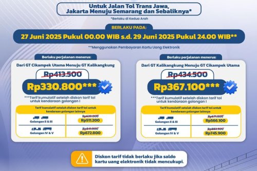 Hemat, Ini Rincian Diskon Tarif Tol Trans-Jawa sampai 29 Juni 2025