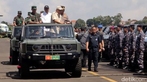 Prabowo, Bukan Sedan Mewah, Macron Naik Maung Pindad 'Indonesia' Bareng Prabowo