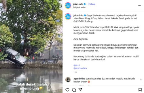 Apes! Detik-detik Ford Everest Nyemplung ke Kali saat Diderek