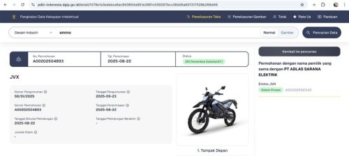 Diborong Proyek MBG, Desain Motor Listrik Emmo Baru Didaftarkan Akhir Tahun Lalu