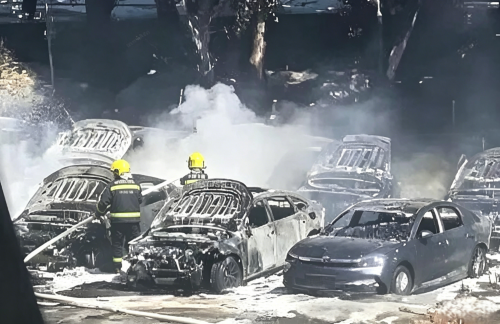 Bizarre poplar fluff fire destroys 20 EVs that appear to be Geely Galaxy A7 sedans in China