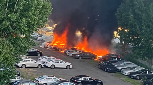 Bizarre poplar fluff fire destroys 20 EVs that appear to be Geely Galaxy A7 sedans in China
