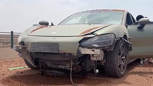 Xiaomi, Xiaomi SU7, Xiaomi SU7 flew over a mound as active safety failed to avoid the crash