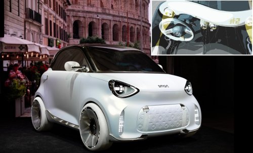 Smart #2 concept with 300 km WLTP range, 35.7 kWh battery chassis and interior exposed