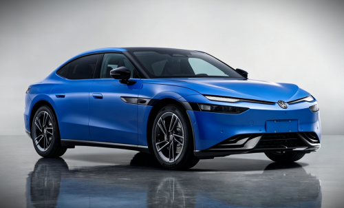 Volkswagen ID. Unyx 09 sporty fastback sedan exposed with 496 hp dual motor and CATL battery