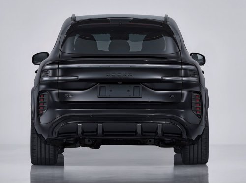 Sporty Zeekr 8X PHEV version exposed with electric rear spoiler and full-black exterior