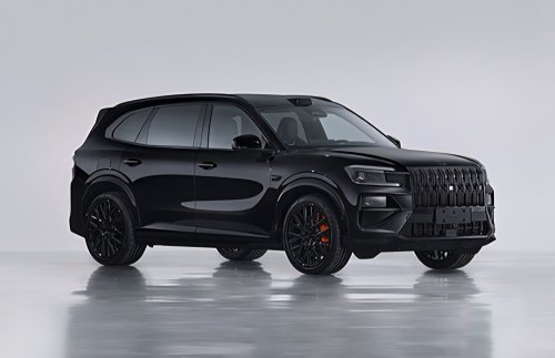 Zeekr, PHEV, Sporty Zeekr 8X PHEV version exposed with electric rear spoiler and full-black exterior