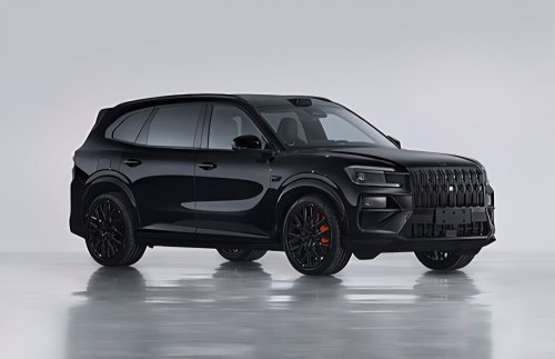 Zeekr, PHEV, Sporty Zeekr 8X PHEV version exposed with electric rear spoiler and full-black exterior