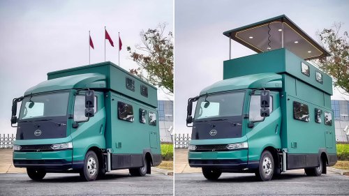 China-Camper als Mini-Penthouse: Zwei Etagen und Dachterrasse