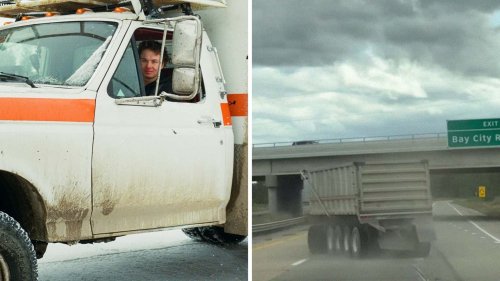 Rig Pulling 2 Trailers Loses Control on the Highway. The Driver Behind Them Can’t Believe What Happens Next