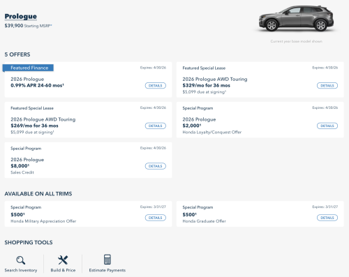 Honda, Honda Offering Up To $8,000 Off The Prologue EV!