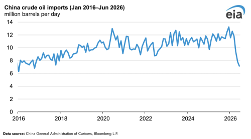 China’s Crude Oil Imports Fell in the Second Quarter