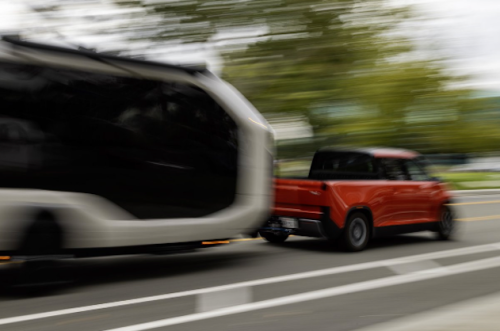 MINI, Pebble Flow electric RV towed by TELO's MINI-sized electric truck