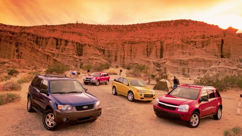 Ford, Ford Escape, Chevrolet, Chevrolet Equinox, Saturn, Hyundai, Hyundai Santa Fe, Ford Escape vs. Chevrolet Equinox vs. Saturn VUE Red Line vs. Hyundai Santa Fe Comparison Test