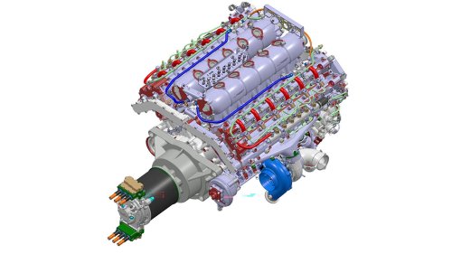 Hypercar Electric Motor Tech Teams Up With a Quad-Turbo Diesel V-12 to Boost eVTOL Range
