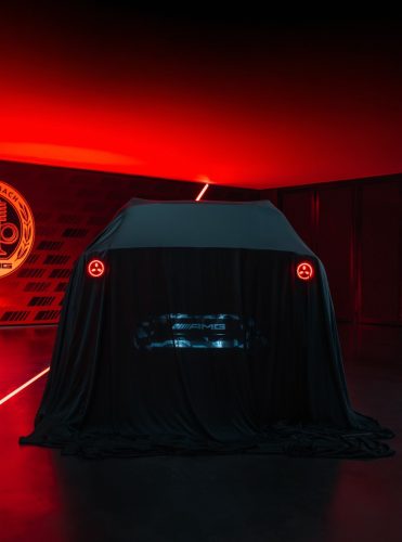 Mercedes-AMG’s SUV Version of the Electric GT 4-Door Looks Menacing in the Shadows