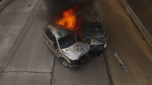 WhistlinDiesel Finishes Tesla Cybertruck Durability Test With a 111-MPH Crash Into a Ford F-150