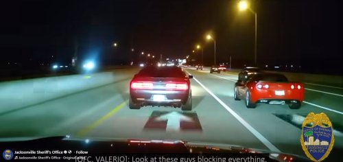 Dodge Challenger, Chevy Corvette Reportedly Hit 120 MPH in Highway Race, But Cops Had a Front-Row Seat