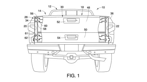 Nissan, New Nissan Patent Reveals Interesting Split Roll-Up Tailgate for Trucks