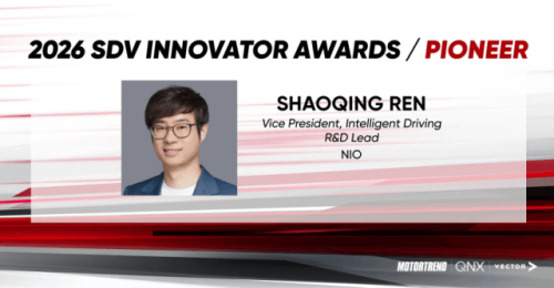 NIO VP Shaoqing Ren Honored with 2026 SDV Innovator Award