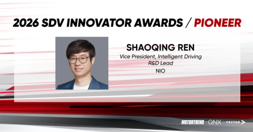 NIO, NIO VP Shaoqing Ren Honored with 2026 SDV Innovator Award