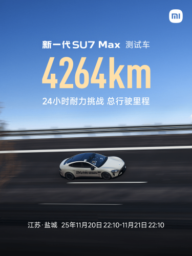 Xiaomi, Xiaomi SU7, Xiaomi SU7 Max, Xiaomi’s Next-Gen SU7 Max Breaks EV Endurance Mark With 4,264 km Run