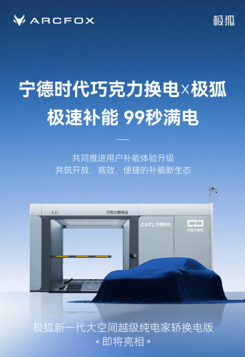 BAIC, CATL, BAIC Arcfox Taps CATL’s Choco-SEB Tech for Upcoming Battery-Swap Sedan